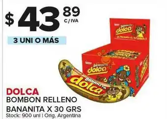 Carrefour Maxi Dolca Bombon Relleno Bananita x 30grs oferta