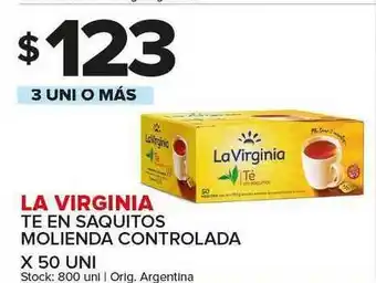 Carrefour Maxi La Virginia Te En Saquitos Molienda Controlada x 50uni oferta
