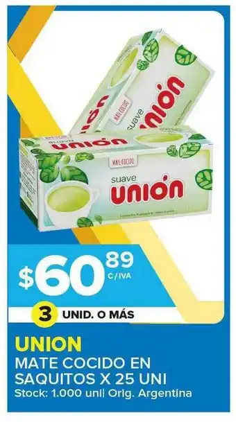 Carrefour Maxi Union Mate Cocido En Saquitos x 25 uni oferta