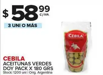 Carrefour Maxi Cebilla Aceitunas Verdes Doy Pack x 180grs oferta