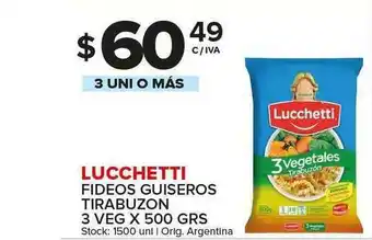 Carrefour Maxi Lucchetti Fideos Guiseros Tirabuzon 3 Veg x 500grs oferta