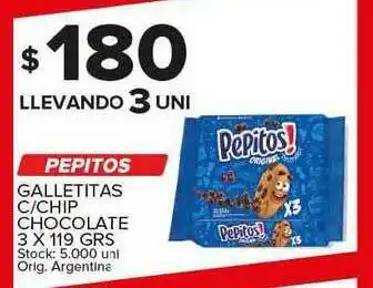 Carrefour Maxi Pepitos Galletitas C Chip Chocolate 3 x 119grs oferta