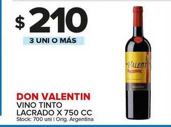 Carrefour Maxi Don Valentin Vino Tinto Lacrado x 750cc oferta