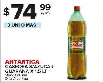 Carrefour Maxi Antarctica Gaseosa S Azucar Guarana x 1.5lt oferta