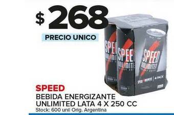 Carrefour Maxi Speed Bebida Energizante Unlimited Lata 4 X 250 Cc oferta