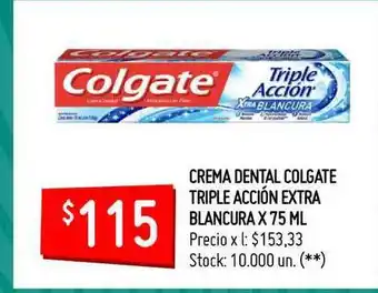 Changomas Colgate Crema Dental Triple Acción Extra Blancura x 75ml oferta