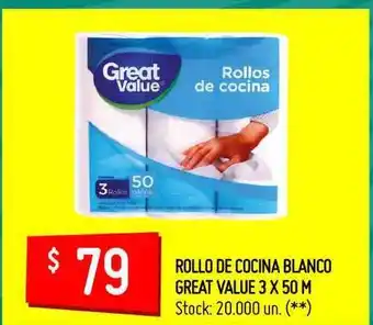 Changomas Great Value Rollo De Cocina Blanco 3 x 50m oferta