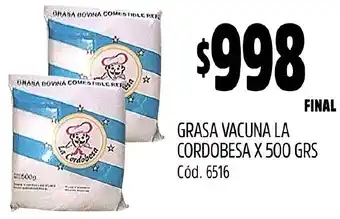 Supermercados Yaguar GRASA VACUNA LA CORDOBESA X 500GR oferta