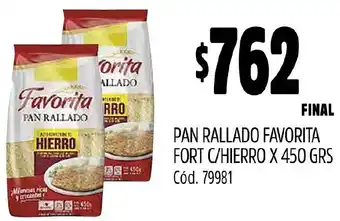 Supermercados Yaguar PAN RALLADO FAVORITA FORT C/HIERRO X 450GR oferta