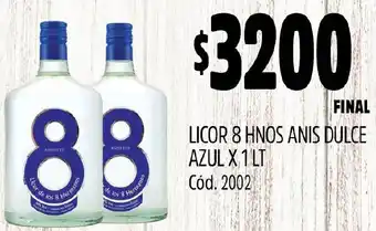 Supermercados Yaguar LICOR 8 HNOS ANIS DULCE AZUL X 1LT oferta