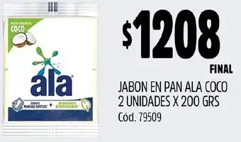 Supermercados Yaguar JABON EN PAN ALA COCO 2 UNIDADES X 200GR oferta