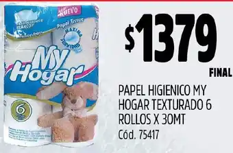 Supermercados Yaguar PAPEL HIGIENICO MY HOGAR TEXTURADO 6 ROLLOS X 30MT oferta