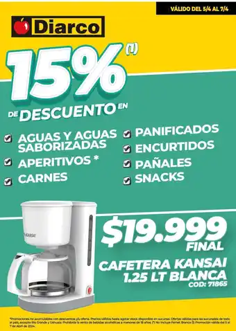 Diarco CAFETERA KANSAI 1.25 LT BLANCA oferta
