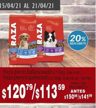 Raza perro balanceado x1.5kg (car.-cer.) Razap perro balanceado x1.5kg (car.-cer-erl/carne) x kg