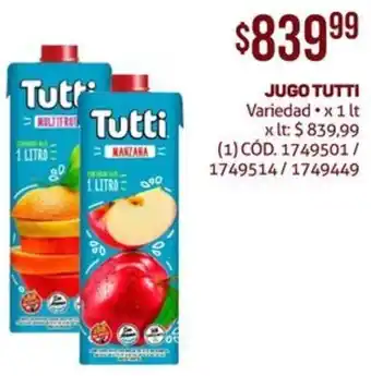 Makro JUGO TUTTI Variedad x 1lt oferta