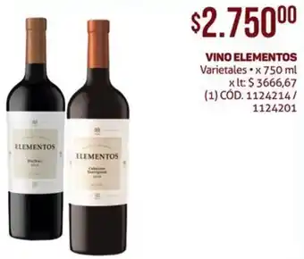 Makro VINO ELEMENTOS Varietales x 750ml oferta