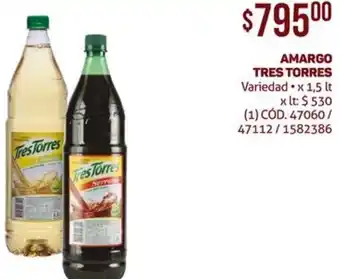 Makro AMARGO TRES TORRES Variedad x 1,5lt oferta