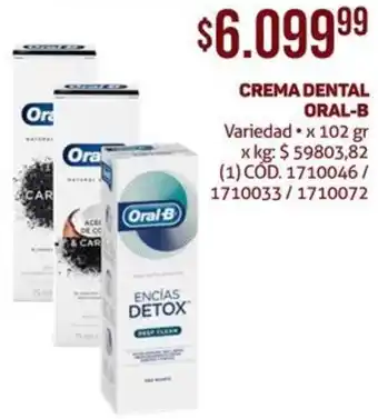Makro CREMA DENTAL ORAL-B Variedad x 102gr oferta