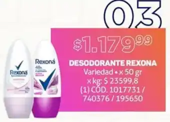 Makro DESODORANTE REXONA x 50gr oferta