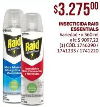 Makro INSECTICIDA RAID ESSENTIALS Variedad x 360ml oferta