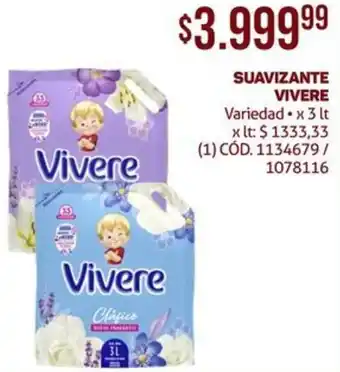 Makro SUAVIZANTE VIVERE Variedad x 3lt oferta