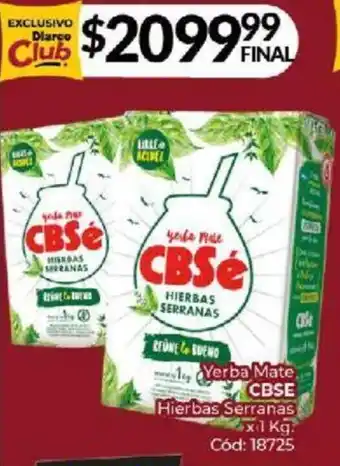 Diarco Yerba Mate CBSE Hierbas Serranas x 1kg oferta