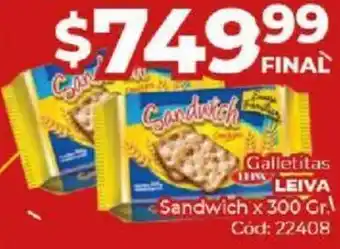 Diarco Galletitas LEIVA Sandwich x 300gr oferta