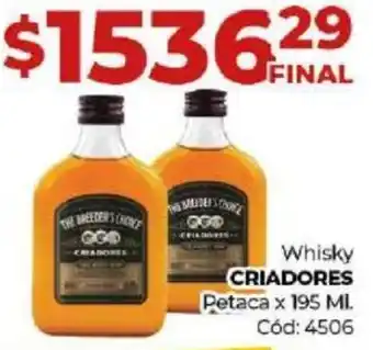 Diarco Whisky CRIADORES Petaca x 195ML oferta