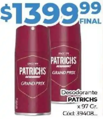 Diarco Desodorante PATRICHS x 97gr oferta