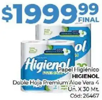 Diarco Papel Higiénico HIGIENOL Doble Hoja Premium Aloe Vera 4un x 30mt oferta