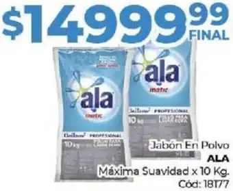 Diarco Jabón En Polvo ALA Máxima Suavidad x 10kg oferta