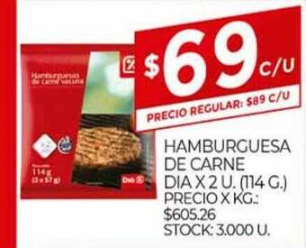 Supermercados DIA Hamburguesa De Carne Dia x 2u oferta