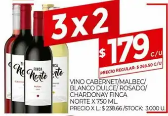 Supermercados DIA Vino Cabernet Malbec Blanco Dulce Rosado Chardonay Finca Norte oferta