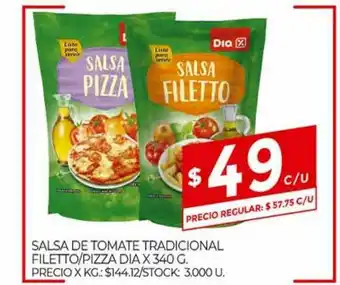 Supermercados DIA Salsa De Tomate Tradicional Filetto Pizza Dia x 340g oferta