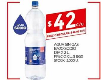Supermercados DIA Agua Sin Gas Bajo Sodio Dia x 2 L oferta