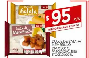 Supermercados DIA Dulce De Batata Membrillo Dia x 500g oferta