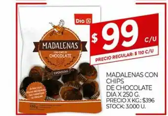 Supermercados DIA Madalenas Con Chips De Chocolate Dia x 250g oferta