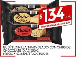 Supermercados DIA Budin Vainilla Marmolado Con Chips De Chocolate Dia x 250g oferta
