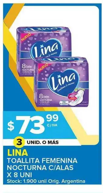 Carrefour Maxi Lina Toallita Femenina Nocturna C Alas x 8uni oferta
