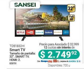 Cooperativa Obrera Tds1832hi Smart Tv Sansei oferta