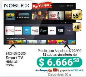 Cooperativa Obrera 91dk55x6500 Smart Tv Noblex oferta