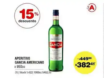 Atomo Conviene Aperitivo Gancia Americano 15% Descuento x 950cc oferta