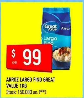 Changomas Arroz Largo Fino Great Value x 1kg oferta