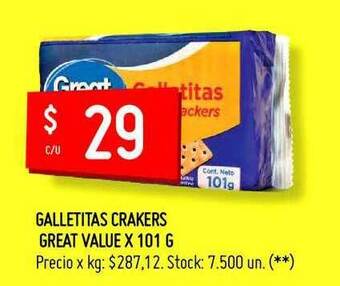 Changomas Galletitas Crakers Great Value x 101g oferta