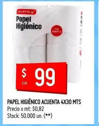 Changomas Papel Higiénico Acuenta x 4 Rollos x 30mt oferta