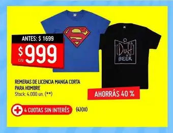Changomas Remeras De Licencia Manga Corta Para Hombre oferta