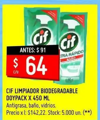 Changomas Cif Limpiador Biodegradable Doypack x 450ml oferta