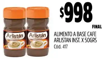 Supermercados Yaguar ALIMENTO A BASE CAFE ARLISTAN INST. X 50GR oferta