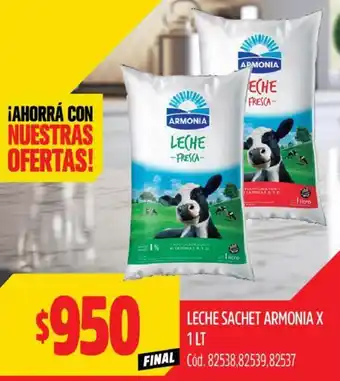 Supermercados Yaguar LECHE SACHET ARMONIA X 1LT oferta