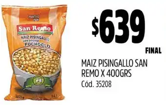 Supermercados Yaguar MAIZ PISINGALLO SAN REMO X 400GR oferta